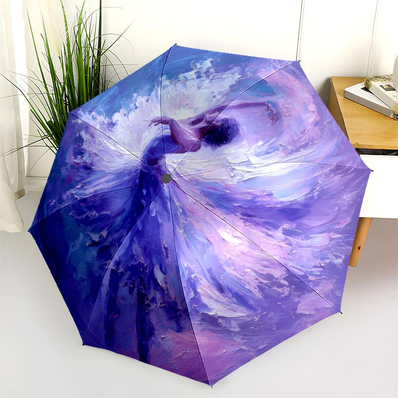 0106 Flower Maiden  pattern, automatic folding umbrella, portable and foldable design, 8 ribs, a Christmas or birthday gift.