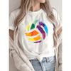 Colorful Volleyball Print Women's Casual T-Shirt, Soft Polyester Round Neck Top