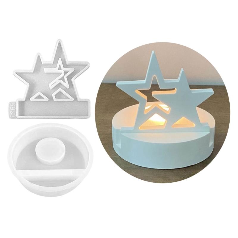 Star Candle Holder Molds with Base for Making Candle Holder Tealight Holder Decorations Gypsum Ornament Art Craft
