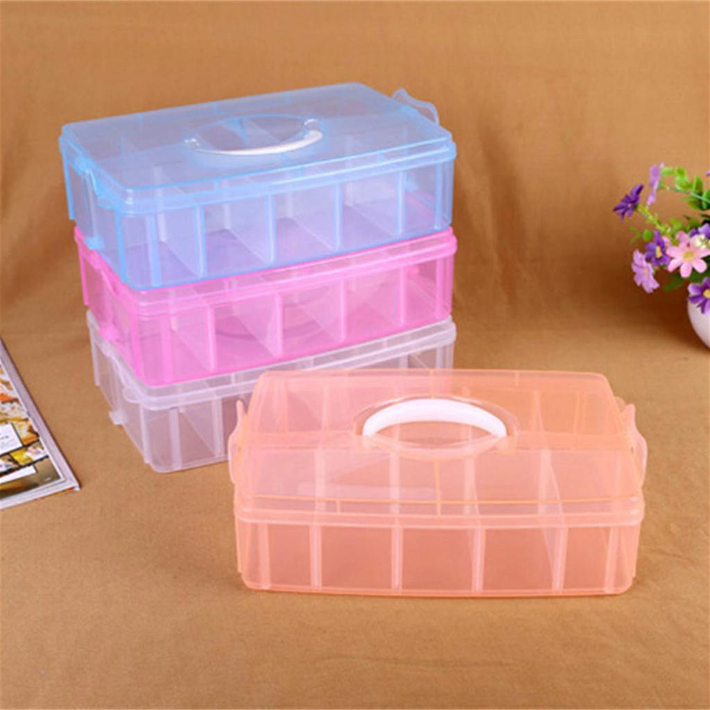Plastic Box Rectangular Transparent Box with Handle Lid Storage Box Dustproof Jewelry Storage Case Container for Nail