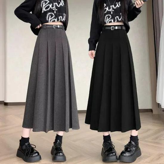 

Серая юбка-трапеция из смесовой шерсти для женщин, от petite до plus size, идеально подходит для поздней осени Medium кофейный