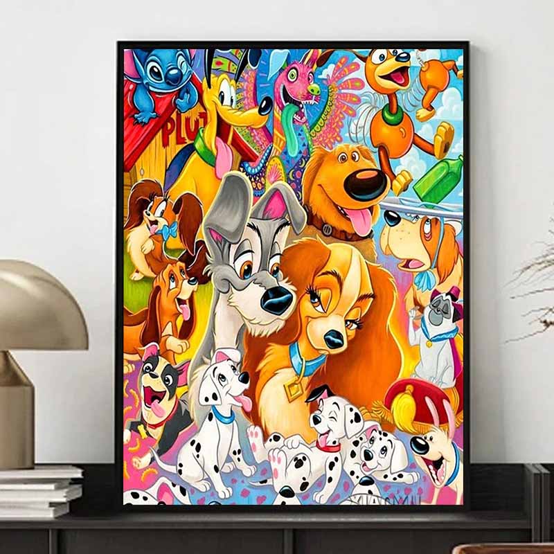 Disney Diamond Painting Disney All Star Dogs Illustration Mosaic Art DIY Cross Stitch Embroidery Set Full Diamond Home Decor Gift