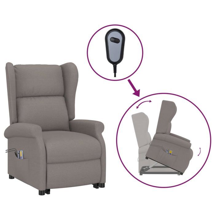 VidaXL Electric Reclining Massage Armchair TV Living Room Lounge Home Interior Lifting Function Headrest and 289748