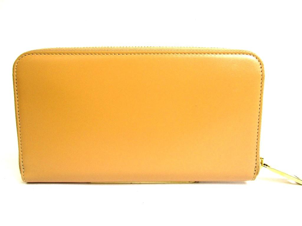 Authentic Salvatore Ferragamo Gancini Light Camel Leather Round Zip Wallet #b134    Open box