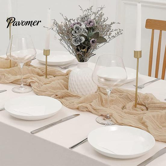 Heat Resistant Table Runner Wrinkled Cloth Decorative Tulle Tablecloth Wedding Reception Party Home Restaurant Decoration