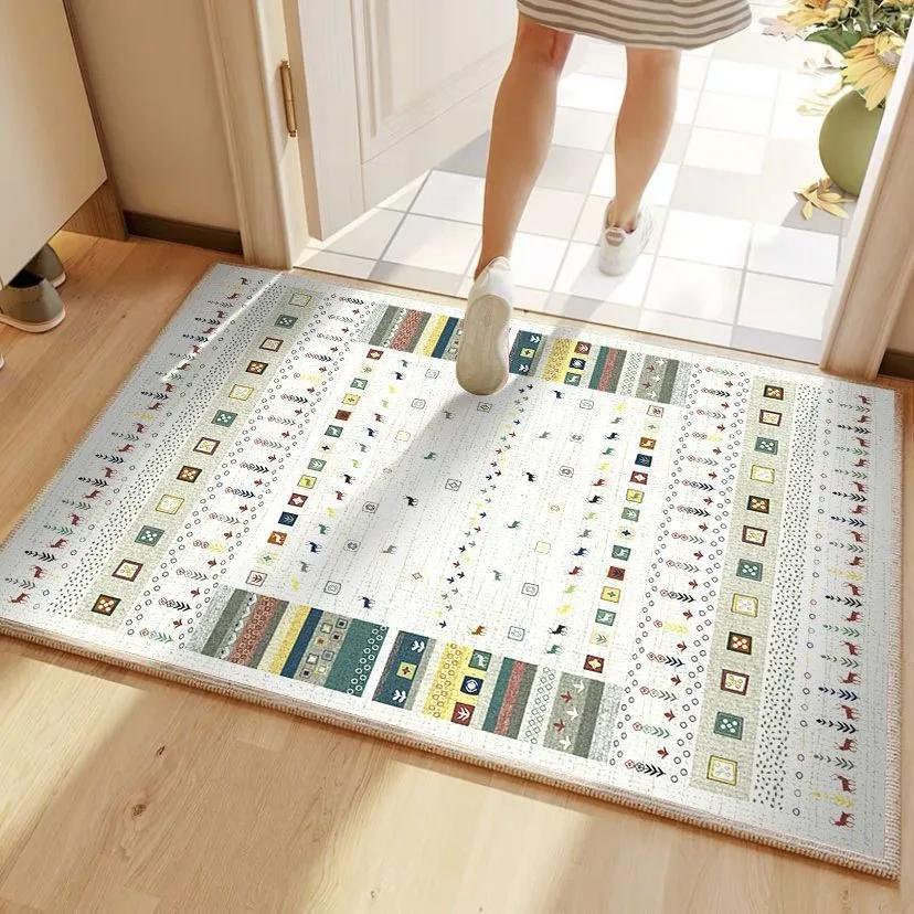 Entrance Carpet Anti-slip Anti-fouling Dirt-resistant Carpet Retro Color Ethnic Style Rugs Outdoor Welcoming Home Decoration Mat