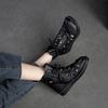 Roman Style Lace Up Ankle Boots Hollow Out Perforated Round Toe Women Flats