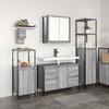 Bathroom Furniture Set with Shelf 3 pcs Grey Sonoma and Black