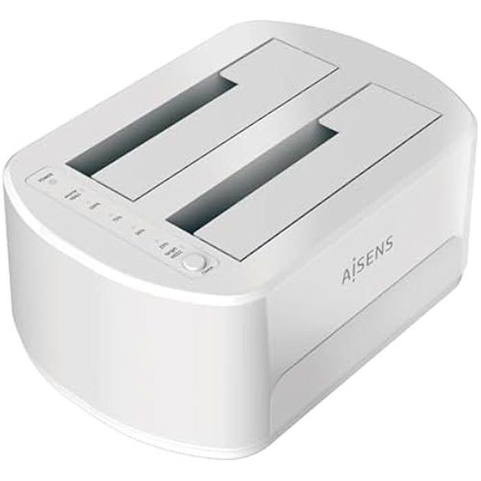 AISENS - ASDS-D02W - Station d'accueil Double Baie Asds-D02W SATA 2.5/3.5 A USB 3.0/3.1 Gen1, Clone, Blanc