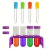 Test Tubes 4Pcs Test Tubes With Rack Plastic Test Tubes With Caps Science Tubes Bottles Holder For Scientific Experiments Set