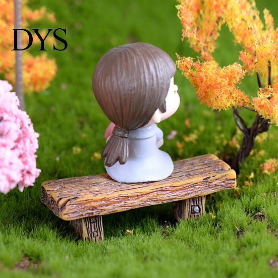 Micro Landscape Romantic Craft Resin Double Stool Bench Garden Figurine Decor