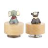 Music Box Round Shape Animal Style Pleasing Melody Exquisite  Wooden Musical Box for Kids Fam