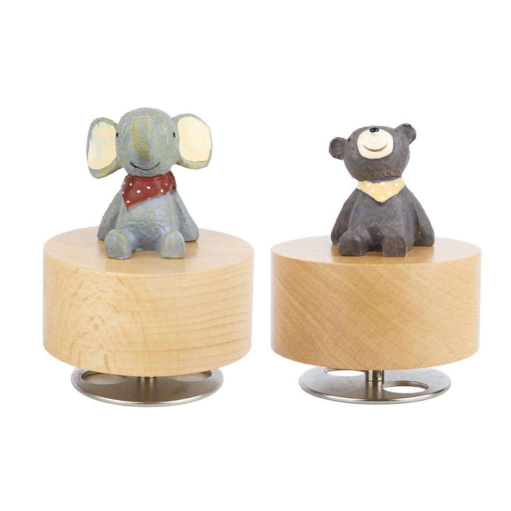Music Box Round Shape Animal Style Pleasing Melody Exquisite  Wooden Musical Box for Kids Fam