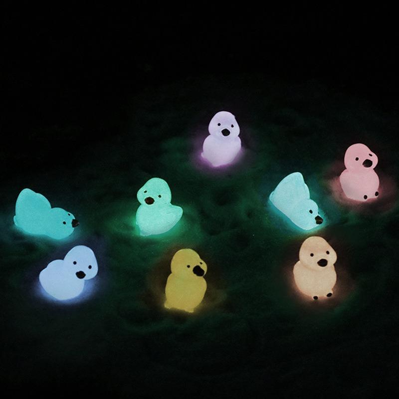 30Pcs Micro Landscape Ornaments Luminous Ducks, Cartoon 3D Ducks Miniature Decorative Accessories Resin Handicrafts Ornaments