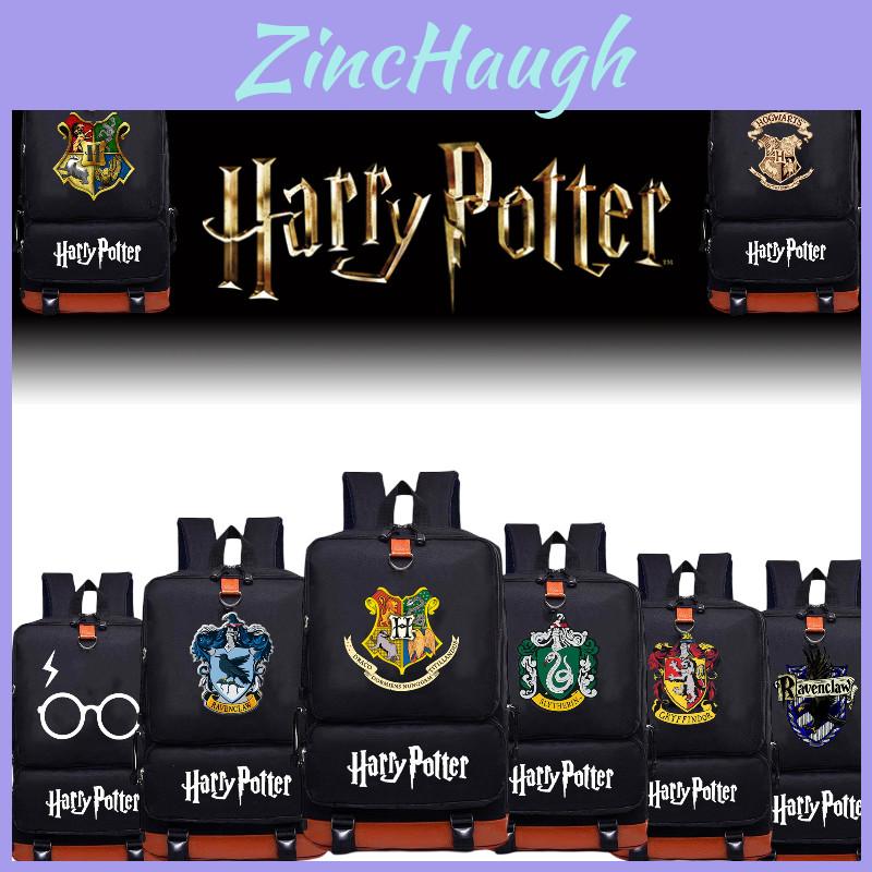 Stylish Harry Potter Print Canvas Backpack With Hidden Zipper Pockets