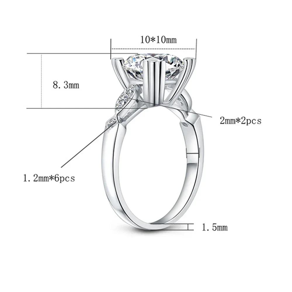 Personality Exquisite 925 Silver Round Moissanite Rings Wedding Anniversary Jewelry