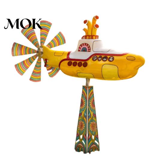No Battery Wind Spinner Garden for Outside Big Foot Riding Motorcycle/Truck/Airplane Metal Rotatable Colorful Yard Windmill with Stake Retro Courtyard