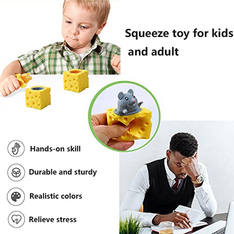 Cheese Cup Fidget Toys Mouse Rabbit Frog Squeeze Cup Anxiety ADHD Stress Relief Squishes Toys Kids Adult Birthday Party Favors