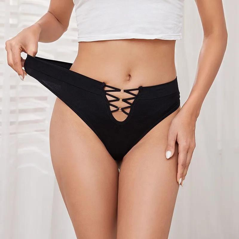 Sexy Women's Thong Stretch Large Size Cotton Low Waist Sexy Hollow Thong