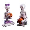 Resin Skeleton Ornaments 2Pcs/Set Couple Statues, with Pumpkin Figurines, Men Funny Gifts Women for Halloween Table Mantel Shelf Decoration Accents