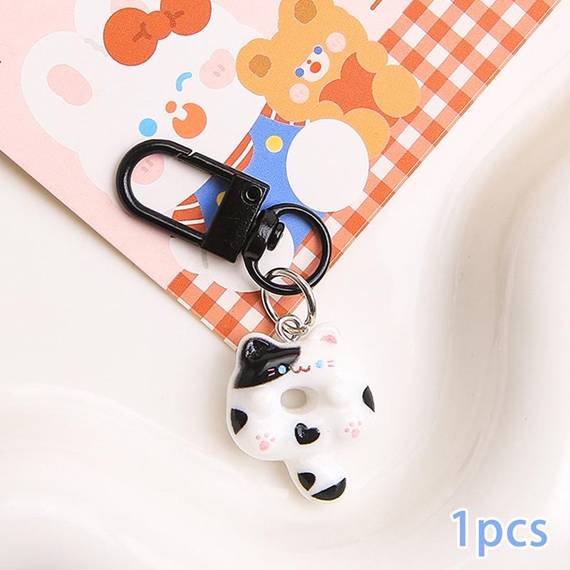 Pingente de Celular Gato Biscoito Alça Macio Kawaii Casal Chaveiro Pingente de Contas Coloridas Cordão Bonito