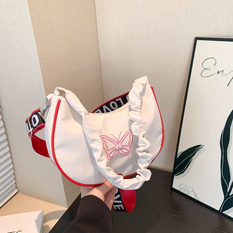 

Trendy 2024 Versatile Handbag Chic Korean Embroidered Butterfly Tote Bag In Various Colors белый