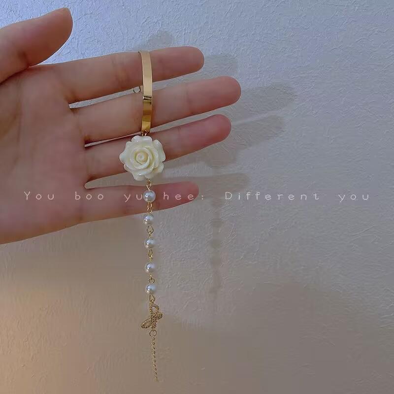 

Браслет из красных и белых роз с жемчужными цветами, женский, французский темперамент, нишевый, премиальный, с бантом