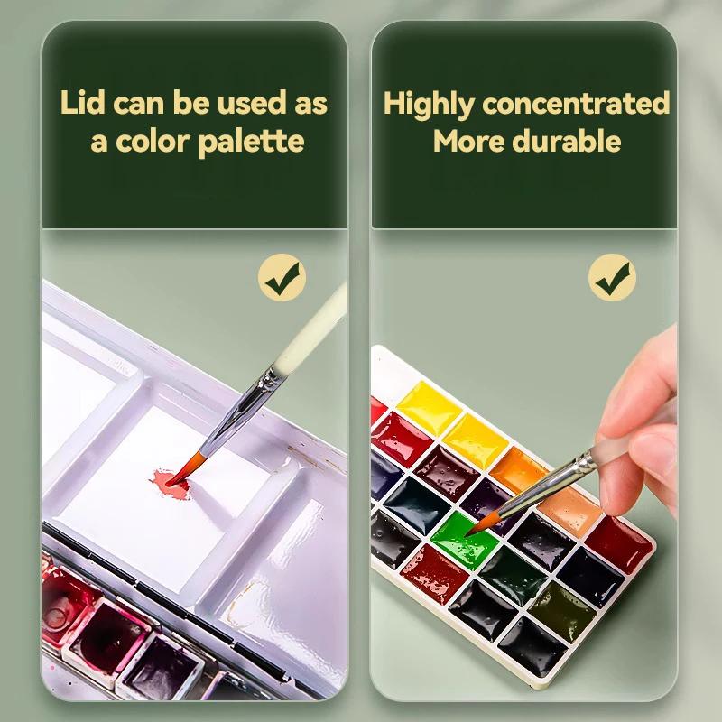 Portable Travel 24/36/48 Color Solid Watercolor Paint Metal Box Palette Schmincke Watercolor Painting Set Art Drawing Supplies