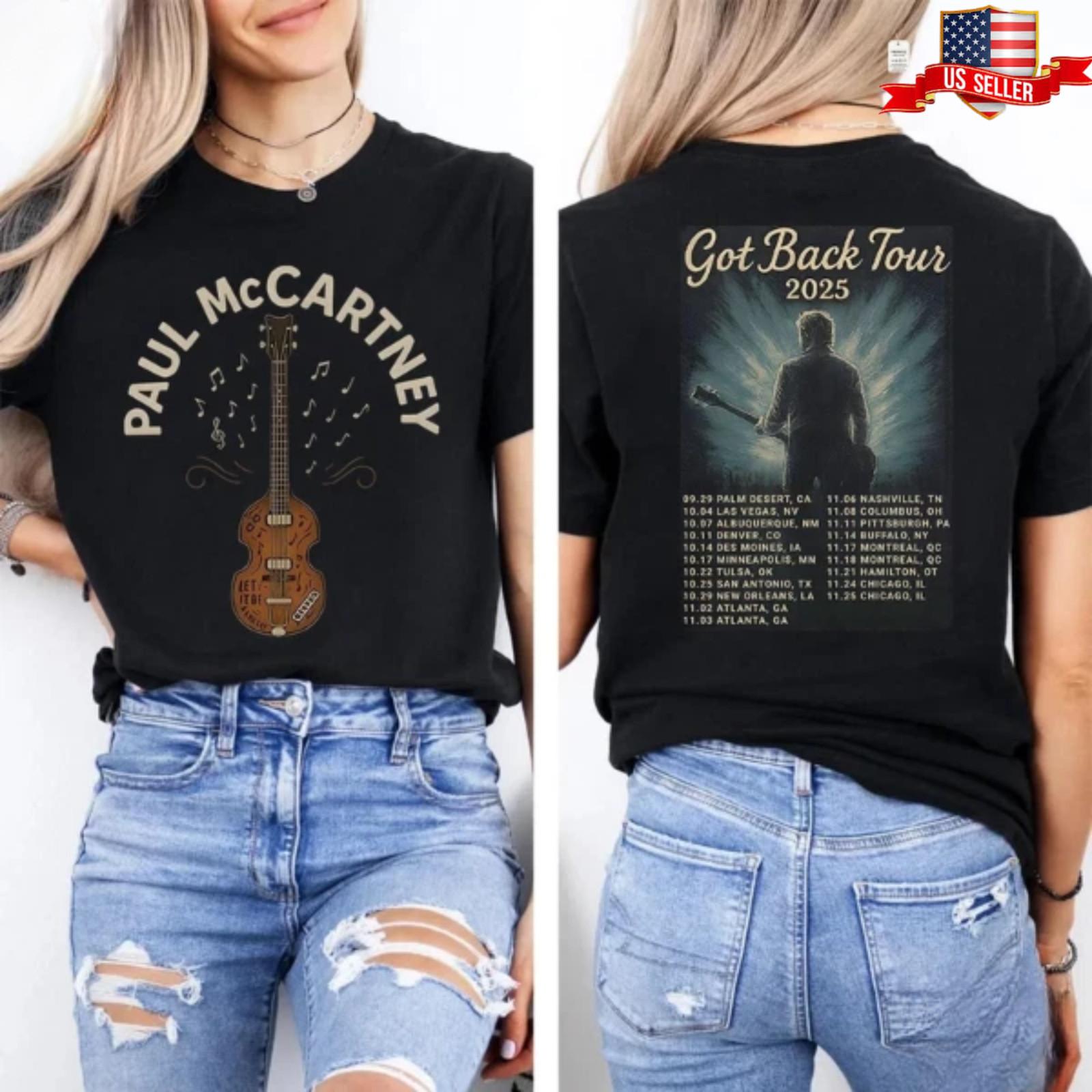 Sale Paul McCartney Got Back Tour 2025 T-Shirt Vintage Rock Band Tee S-5XL L