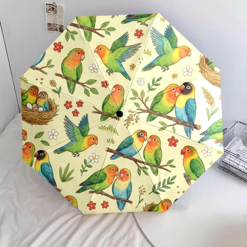 1 PC Automatic Folding Umbrella - Cute Parrot Pattern, Portable & Foldable Design with 8 Ribs, Christmas Birthday Gifts