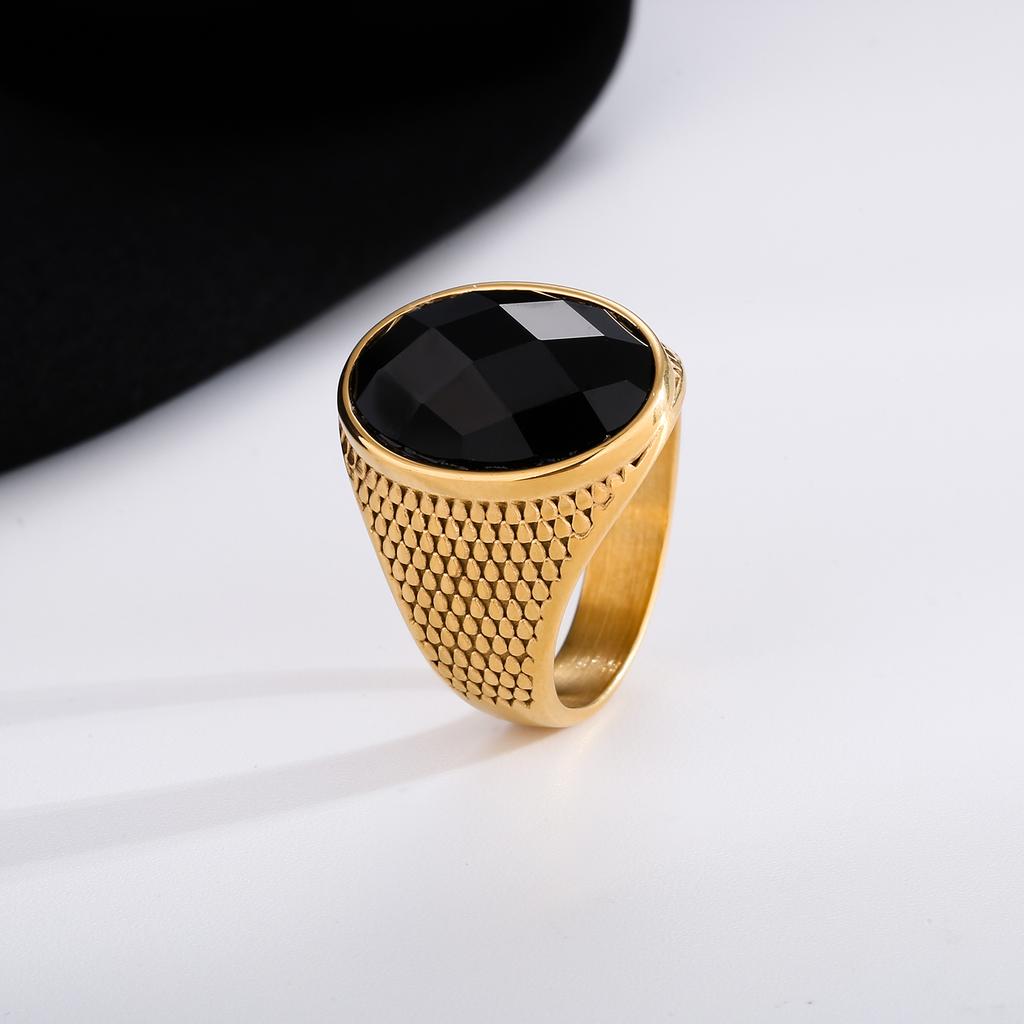 Klassische Herrenringe aus hochwertigem 316L-Edelstahl mit Onyx Trendschmuck