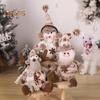 Christmas Doll Plush Knitted Snowman Elk Santa Doll Toy Soft Sitting Christmas Figure Desktop Decor Stuffed Holiday Pillow for Window Bookshelf