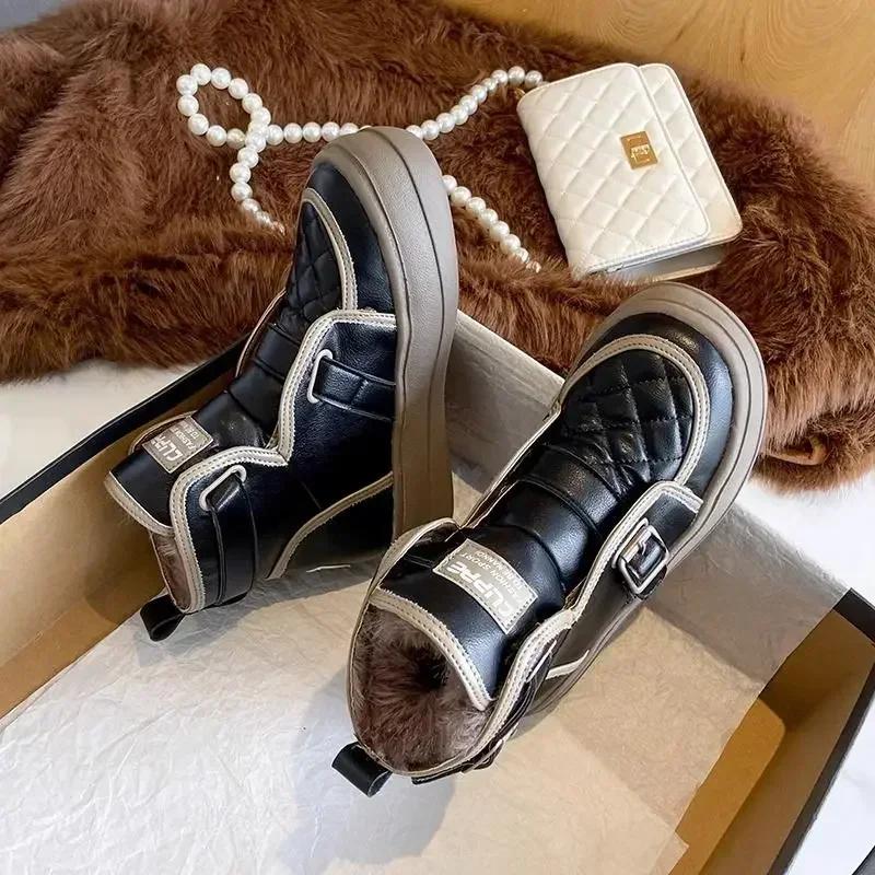 Fashion New In Platform Booties Shoes for Woman Chunky Women's Ankle Snow Boots Demi-season 39 Boot Elegant and Fashion Hot Y2k Lamb Pu