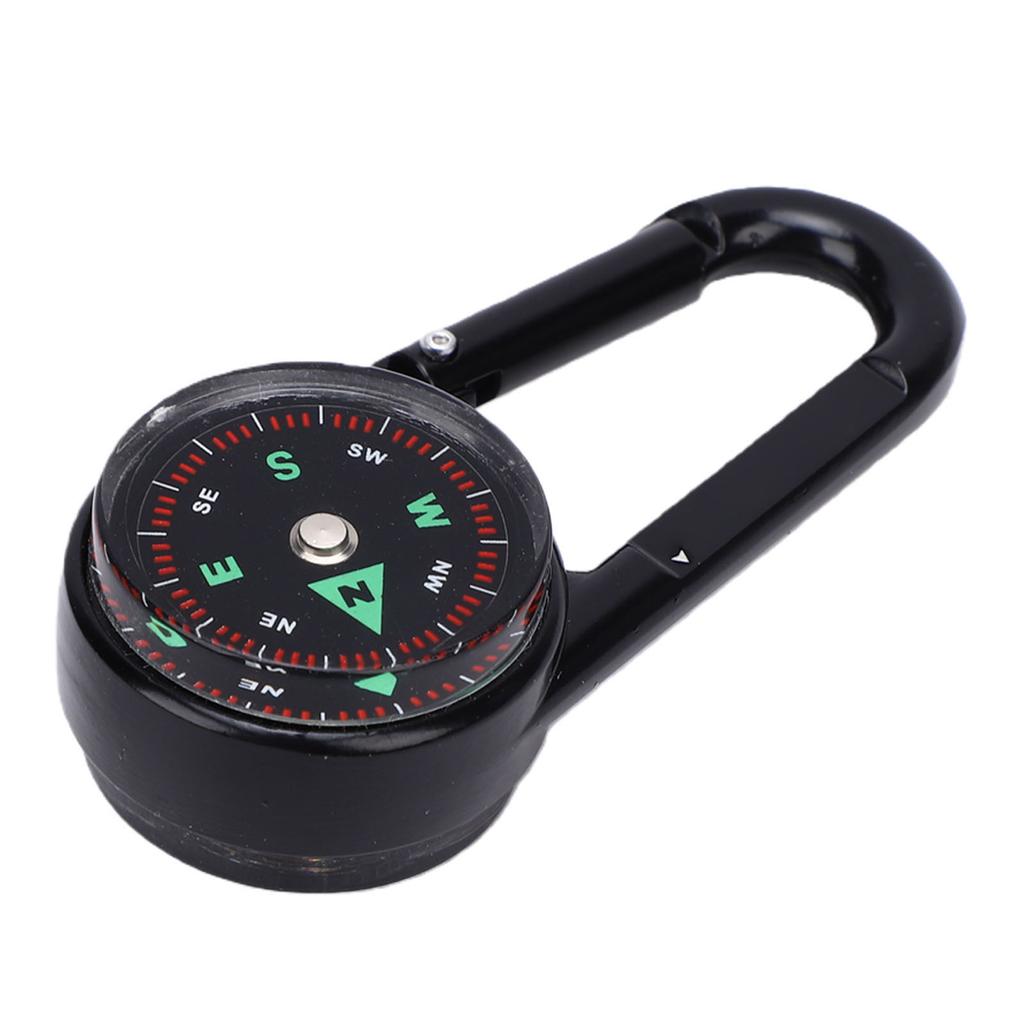 Keychain Compass with Built in Thermometer Small Pocket Carabiner Clip On Compass Navigation Tool for Backpack Hiking