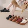 New Round Toe Oxfords Shoes For Woman Flat Laced Up Moccasins Wine Red Flats Women'S Genuine Leather Loafer Ladies Driving Flats