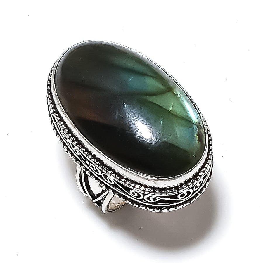 Labradorite handmade 925 Sterling Silver Jewelry Ring Size 7 n6u98