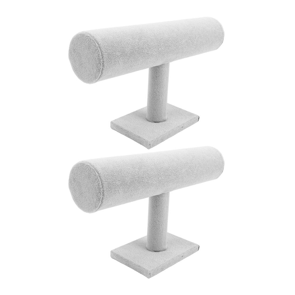 2er Pack Samt T-Bar Armbandhalter Organizer Schmuckaufsteller Scrunchie Haargummis Uhrenständer Für