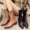 Medium boots  new western cowboy boots but knee high Martin boots slim Chelsea boots tide