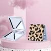 Portable Leopard Print Makeup Mirror Double-Sided Square Pocket Mirror Mini Retro Cosmetics Mirror