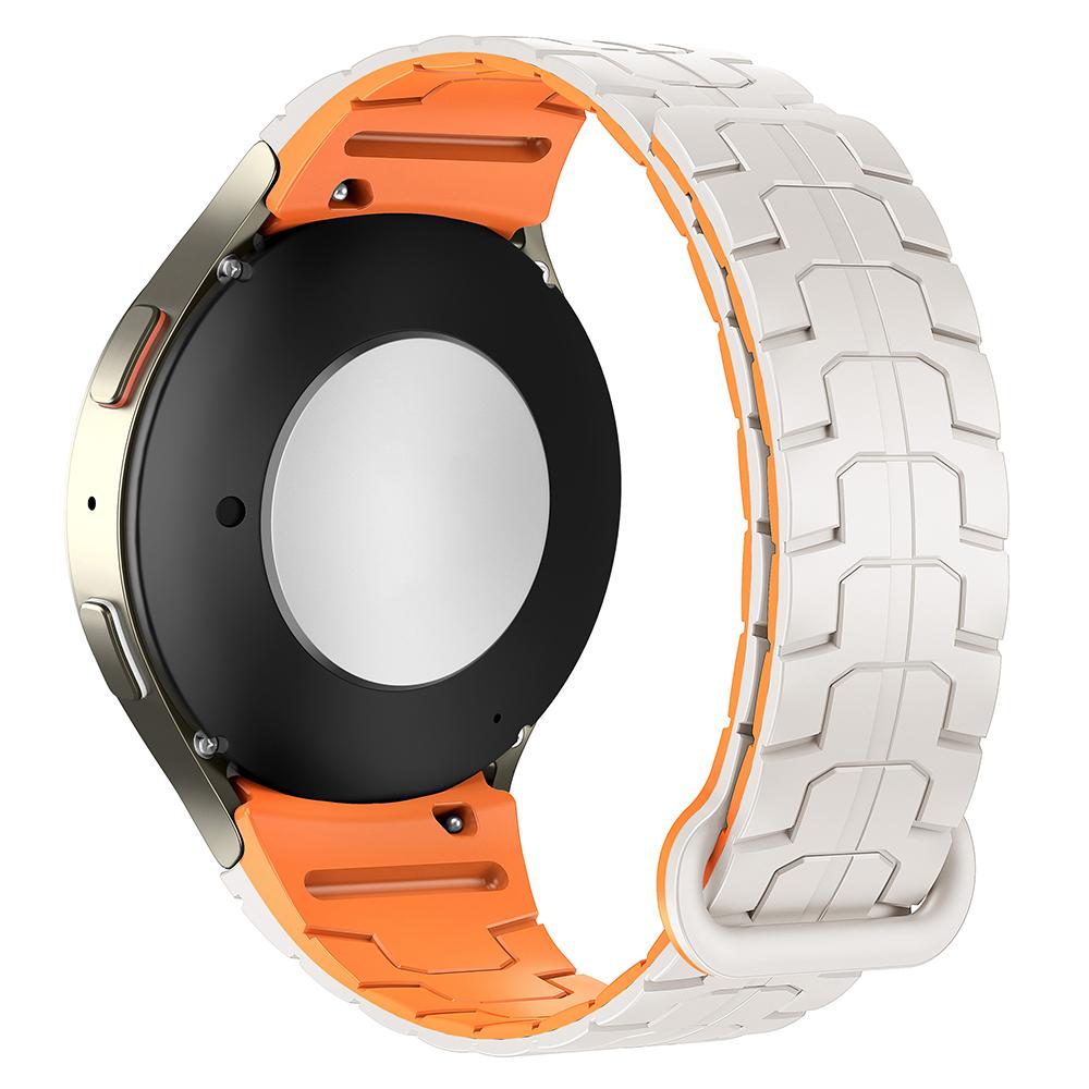 

Watch Band for Samsung Galaxy Watch FE 40mm/Watch7 44mm 40mm Magnetic Dragon Scale Texture Silicone Strap Starlight+Orange