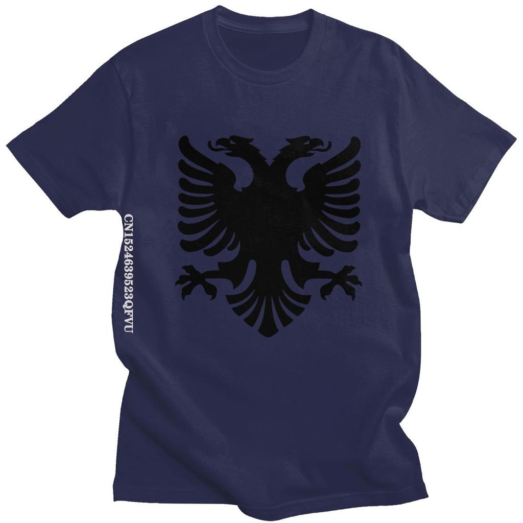 Flag Of Albania Eagle Tshirts Men Cotton Albanian Pride Tee Tops Round Neck Kawaii T Shirt Streetwear Men Casual Tshirt