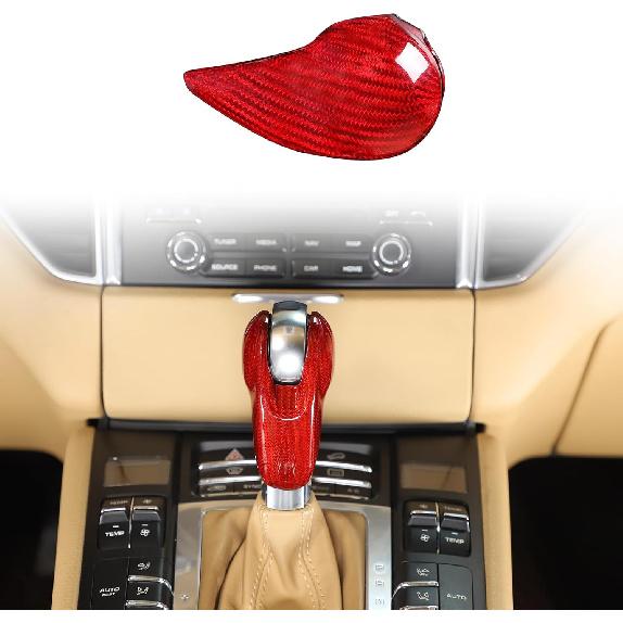 TOYCIDFG Car Gear Shift Knob Cover Trim Compatible with Porsche Macan 2014-2021 Panamera Cayman Boxster 718 911 Auto Interior Accessories Decals (Red