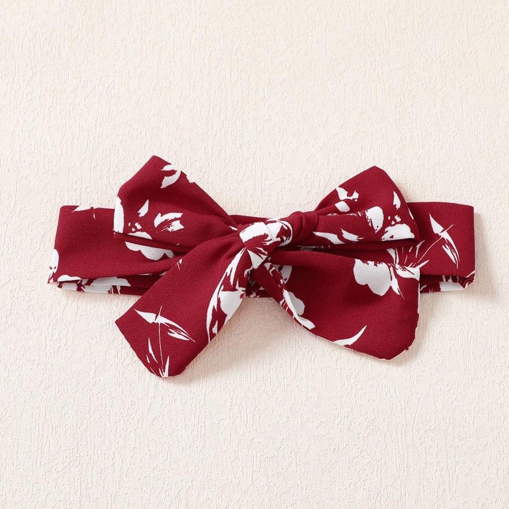 European & American Summer Baby Girl Fly Sleeve Dress with Headscarf - Patchwork Two-Piece Set