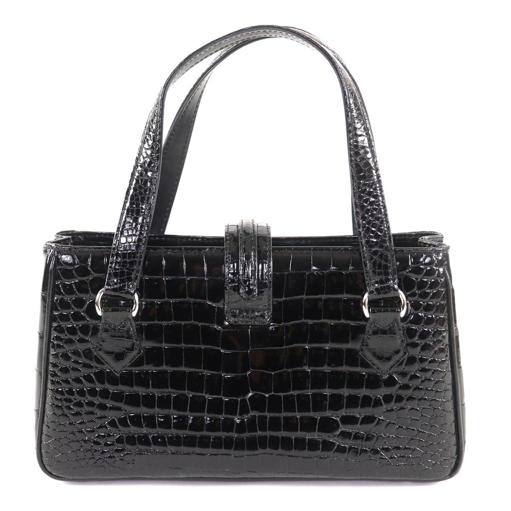 Tolle YAMAGUCHI Handtasche schwarz Krokodil Damen Gebraucht