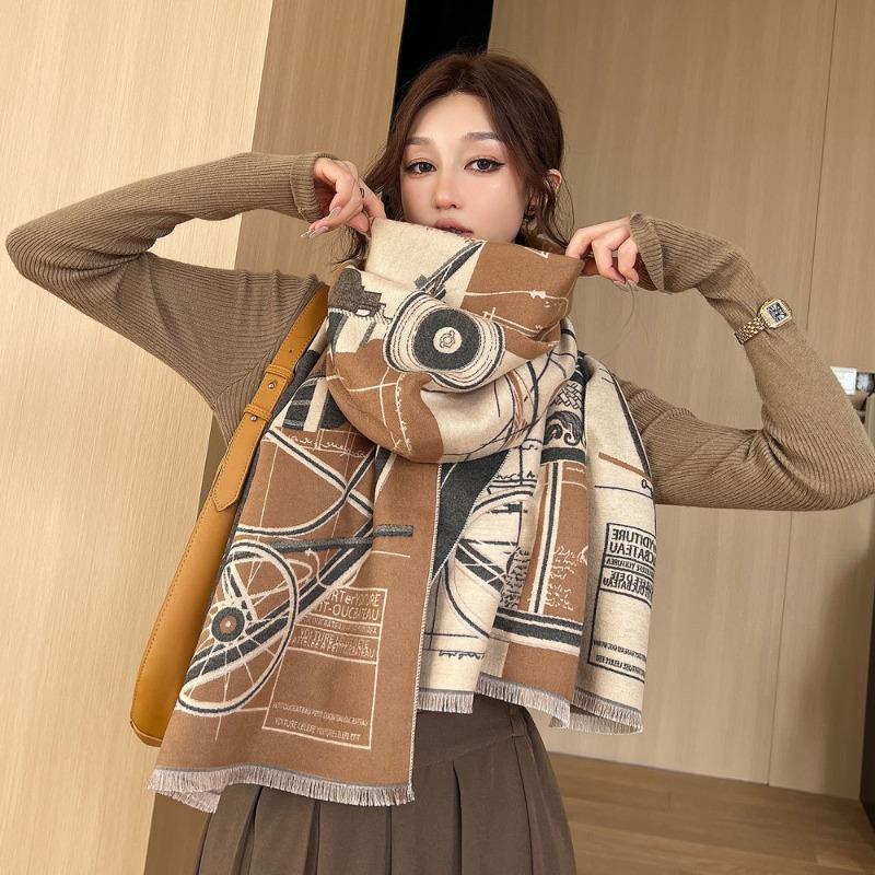 Versatile Thickened Scarf Women's Autumn and Winter New Galaxy Dreaming Jacquard Shawl Premium Sense External Warm Scarf