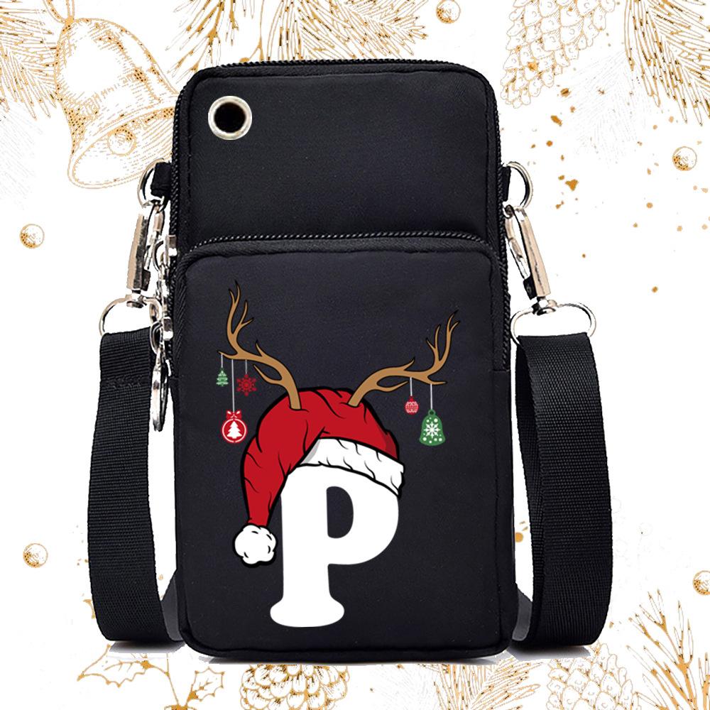 Lightweight Casual Portable Messenger Bag Multifunctional Christmas 26 English Letter Printing