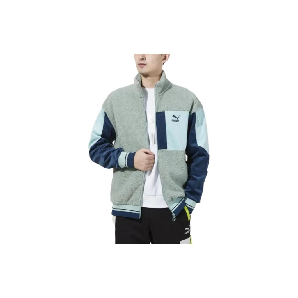 Puma Chaqueta Deportiva Retro Sherpa Collage con Logo para Hombre Esmeralda 534678-79