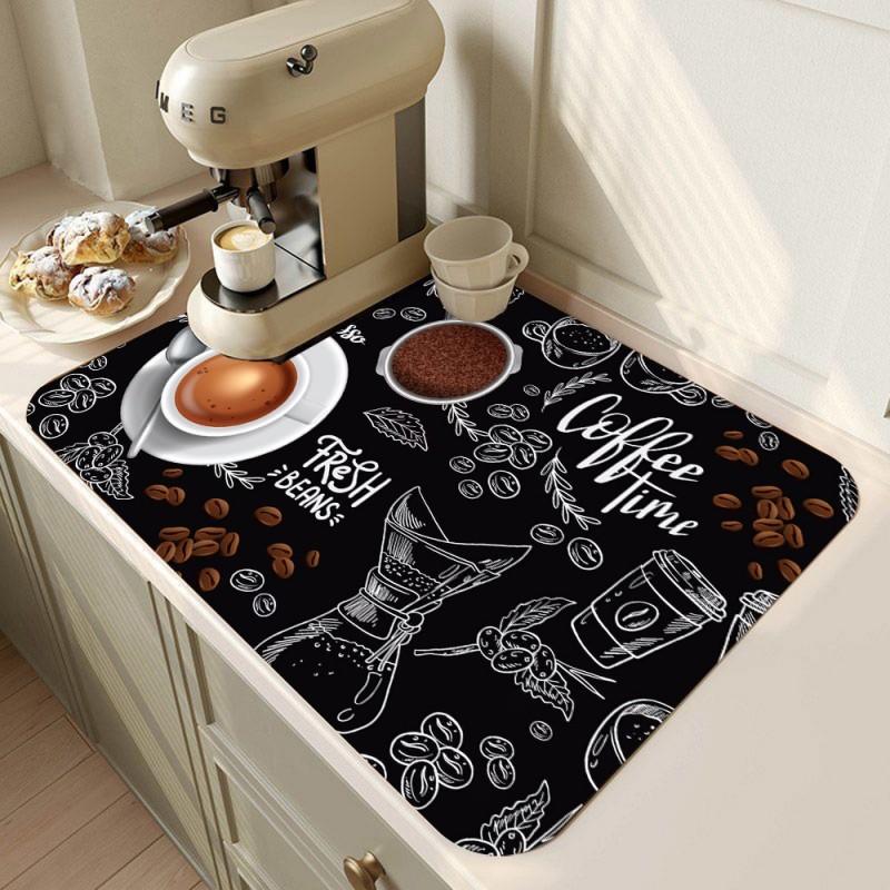 Coffee Machine Mat Coffee Machine Absorbent Non-Slip Mat Kitchen Countertop Drain Mat Kitchen Absorbent Non-Slip Mat