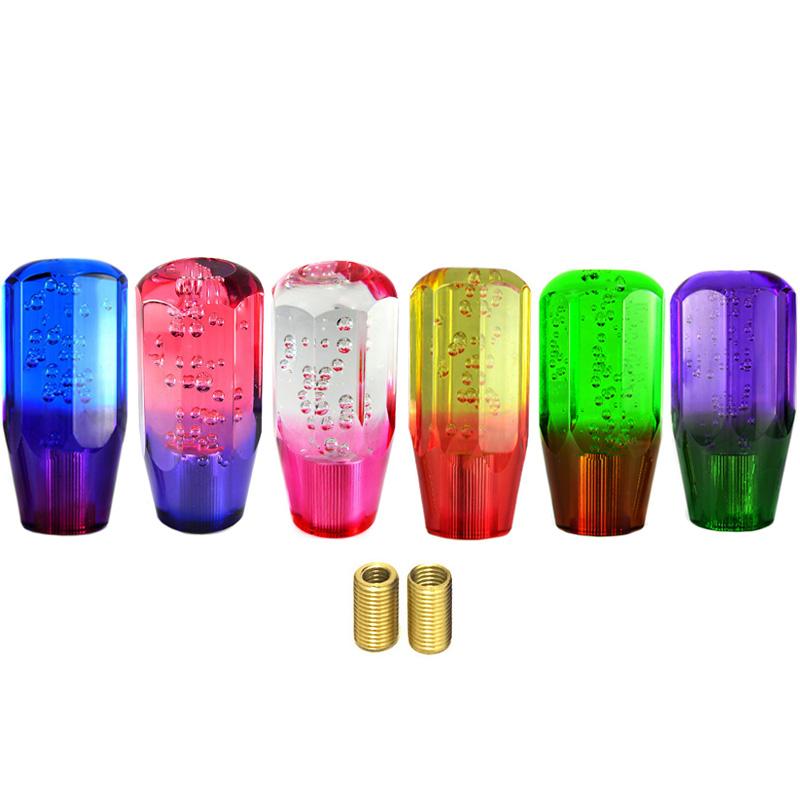 Auto Manueller Schaltknauf Schalthebel Kopf Schaltknauf Stick Kristall Transparente Blase Lila Blau Wurf Schalthebel 10 cm