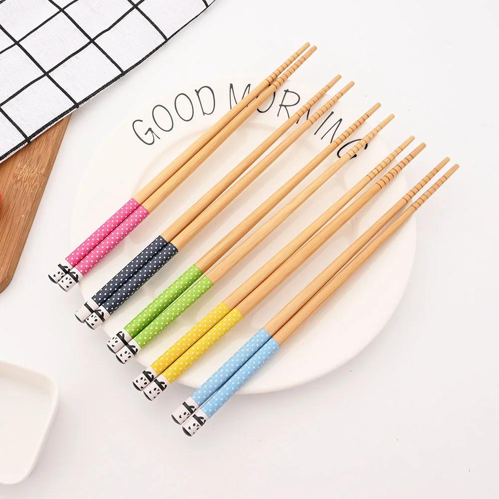 5 Pairs Natural Bamboo Chopsticks Reusable Traditional Handmade Chinese Classic Wooden Chopsticks Sushi Kitchen Tool Hot Pot